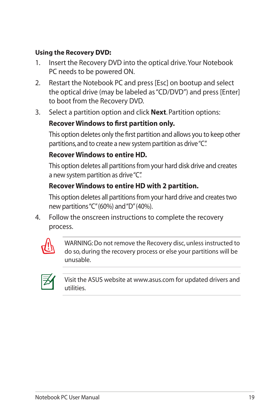 Asus G60VX User Manual | Page 19 / 30