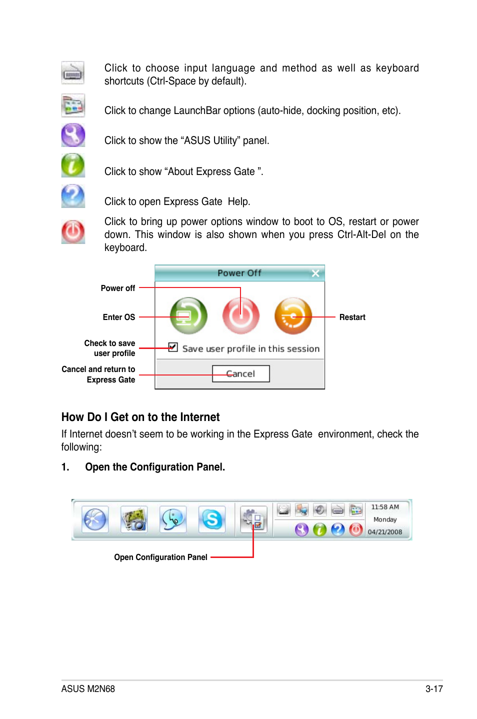 How do i get on to the internet | Asus M2N68 User Manual | Page 101 / 104