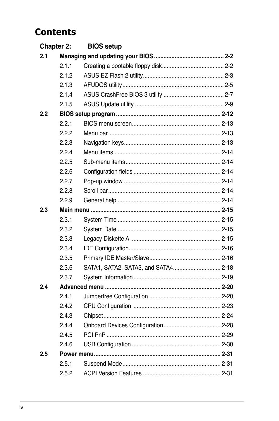 Asus M2N68 User Manual | Page 4 / 104