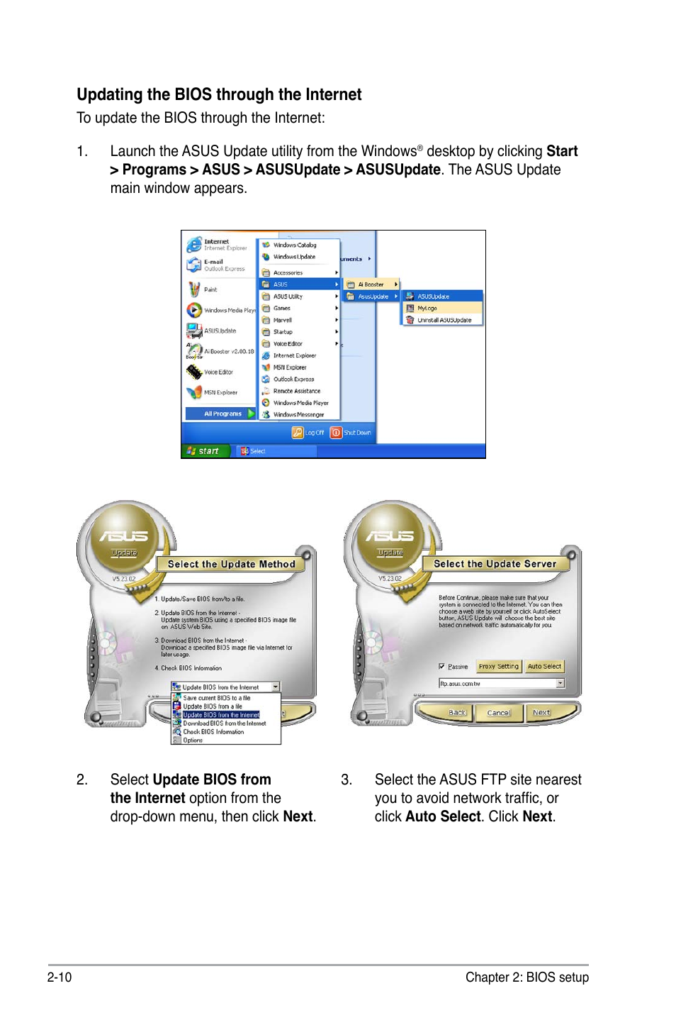 Updating the bios through the internet | Asus M2N68 User Manual | Page 54 / 104