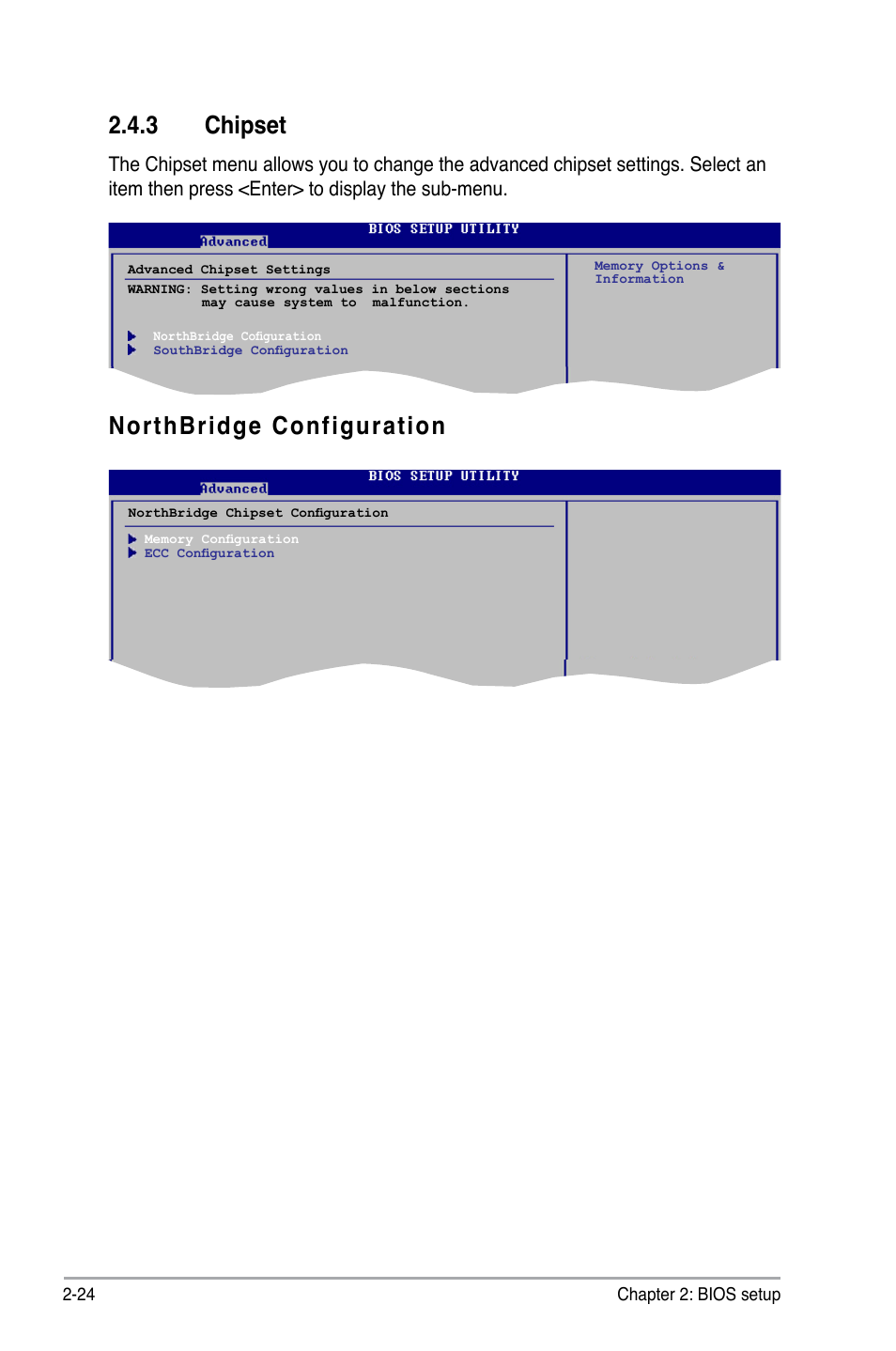 Northbridge configuration 2.4.3 chipset | Asus M2N68 User Manual | Page 68 / 104