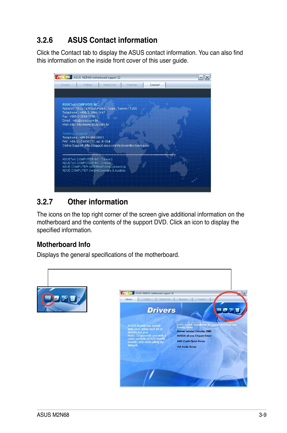 6 asus contact information, 7 other information | Asus M2N68 User Manual | Page 93 / 104