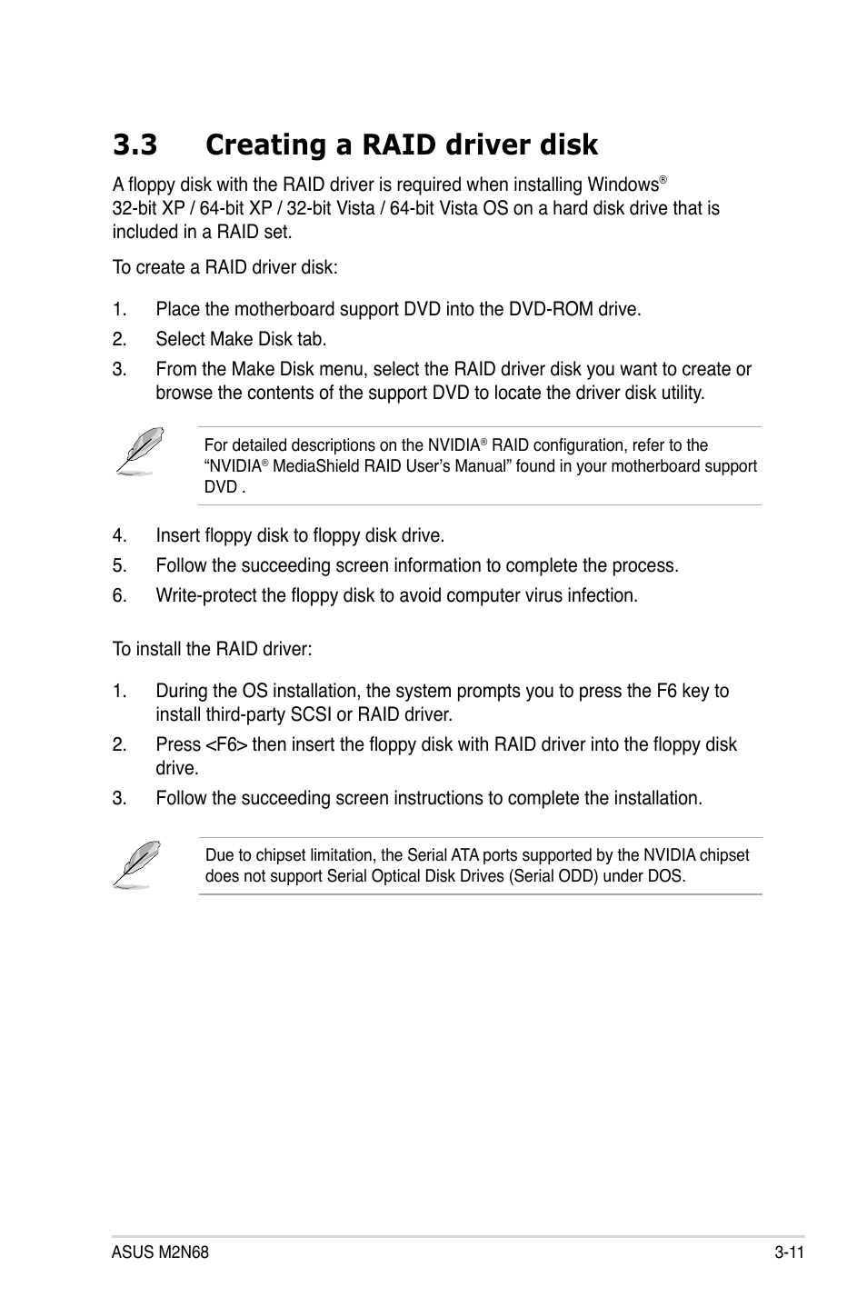 3 creating a raid driver disk | Asus M2N68 User Manual | Page 95 / 104