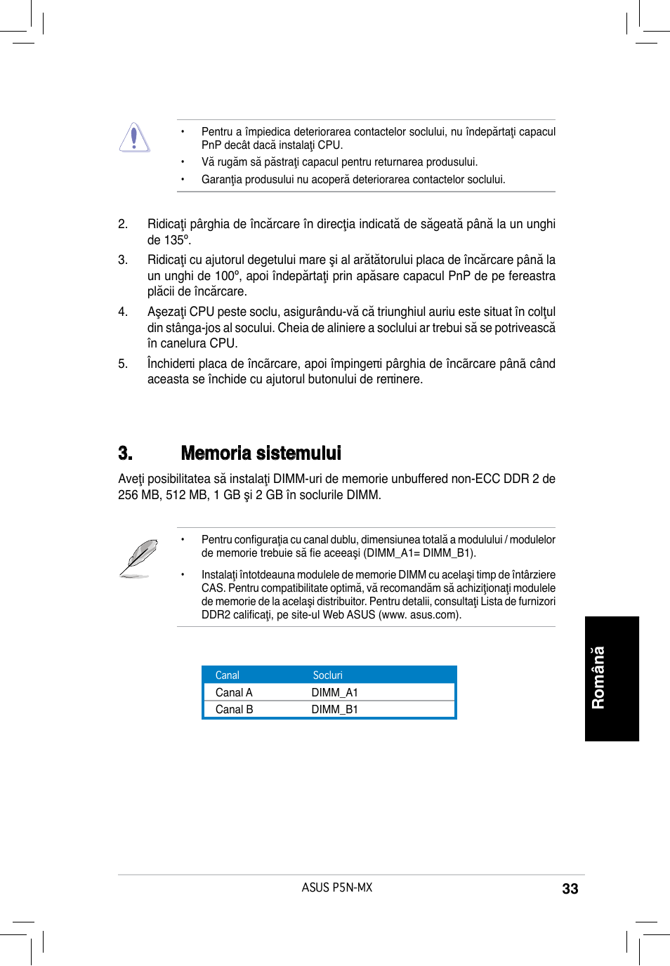 Română | Asus P5N-MX User Manual | Page 33 / 38