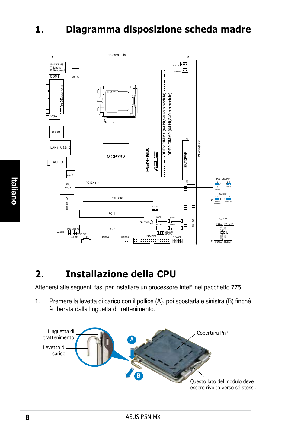 Italiano, Asus p5n-mx, Ab b | P5n-mx | Asus P5N-MX User Manual | Page 8 / 38