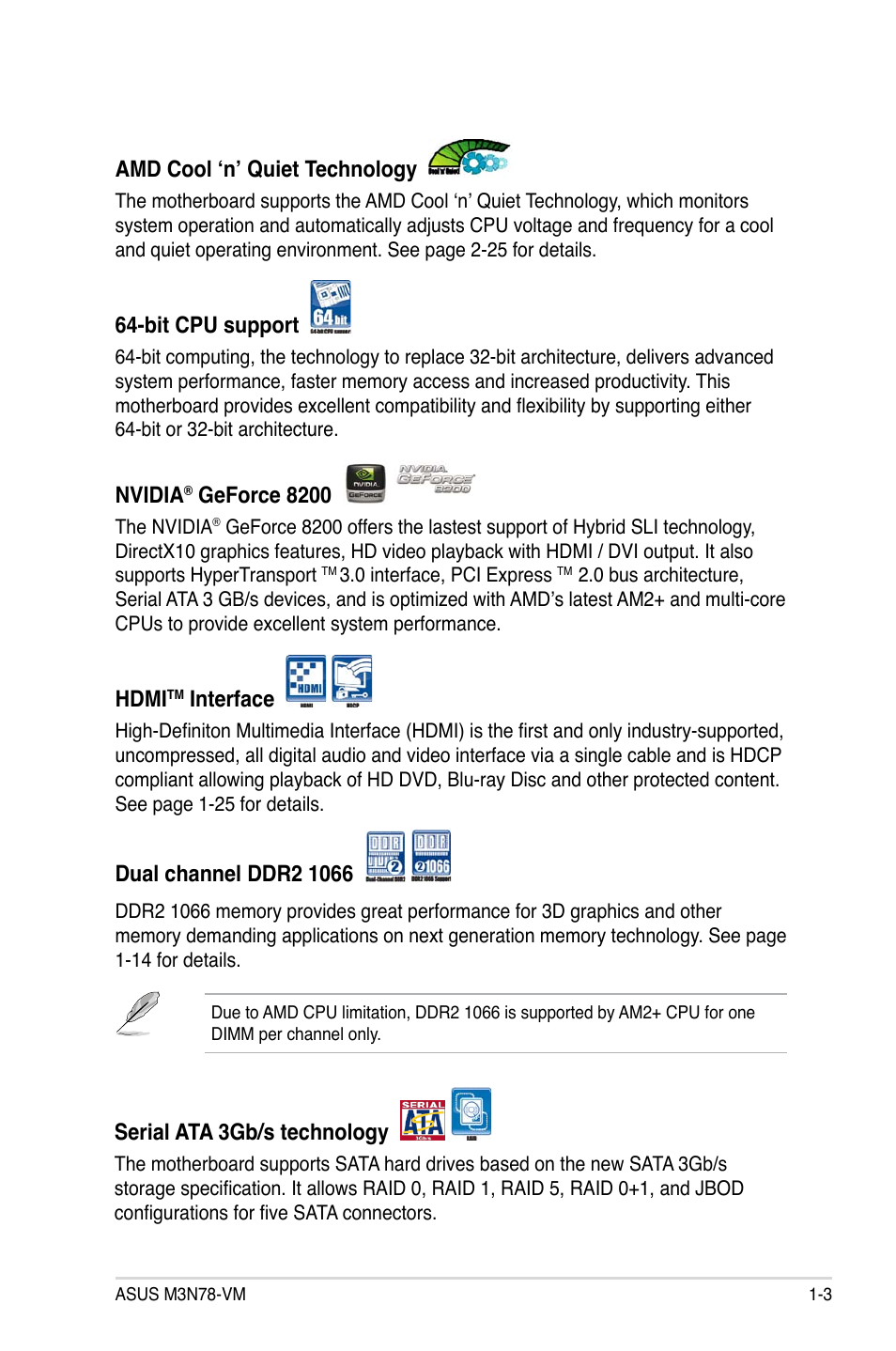 Asus M3N78-VM User Manual | Page 15 / 118