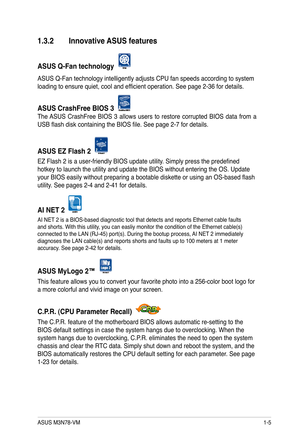 2 innovative asus features | Asus M3N78-VM User Manual | Page 17 / 118
