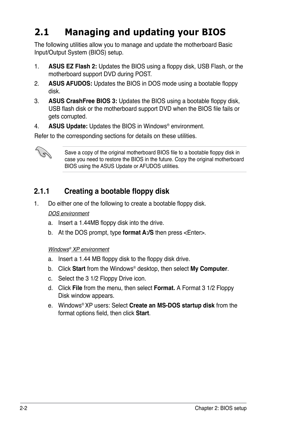 1 managing and updating your bios, 1 creating a bootable floppy disk | Asus M3N78-VM User Manual | Page 50 / 118