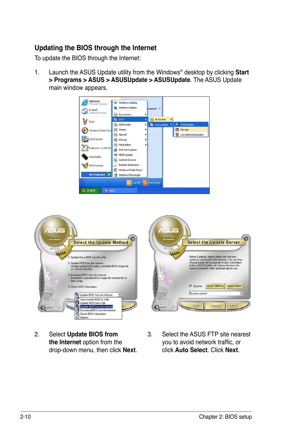 Updating the bios through the internet | Asus M3N78-VM User Manual | Page 58 / 118