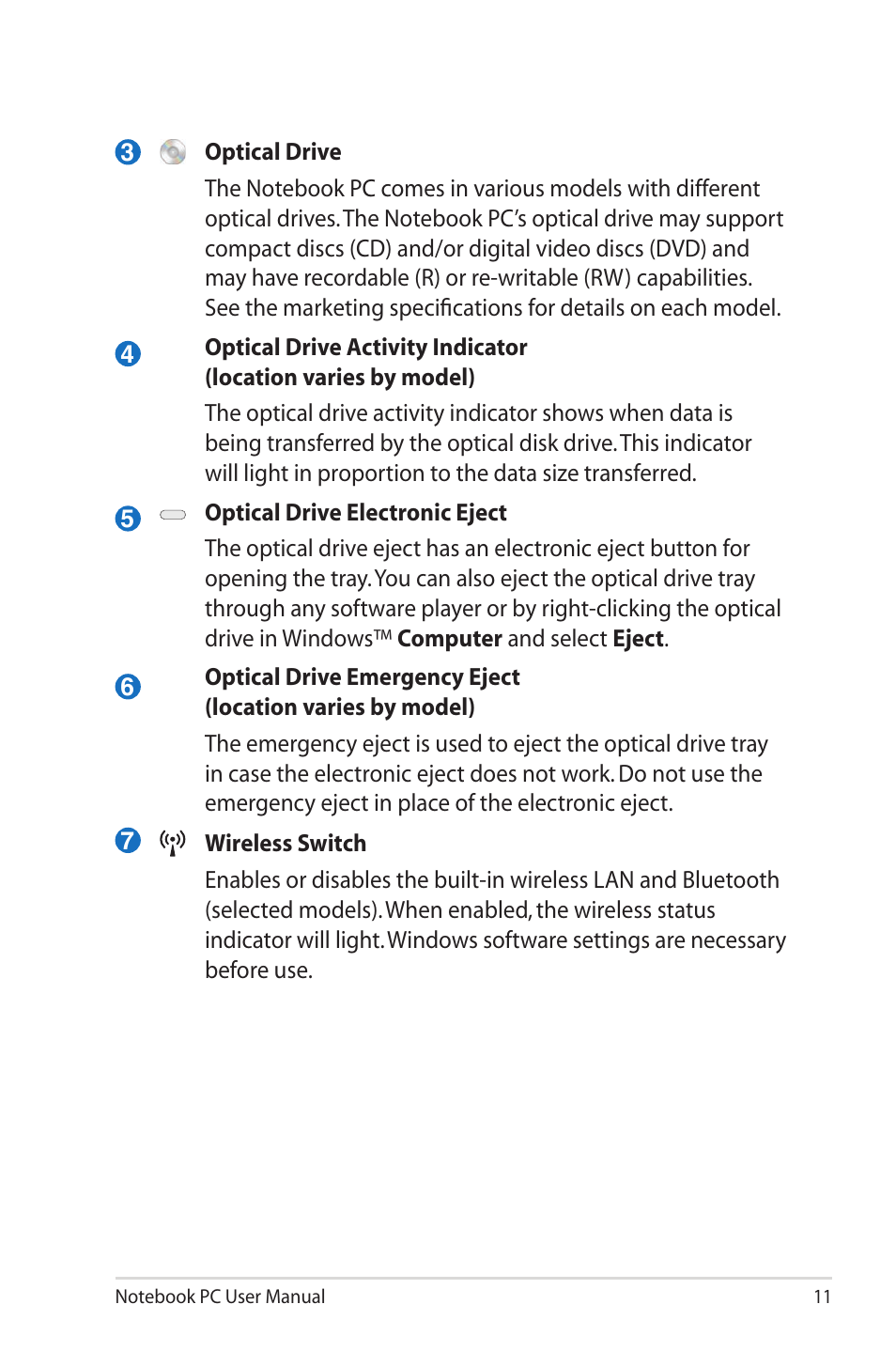 Asus N43JQ User Manual | Page 11 / 30