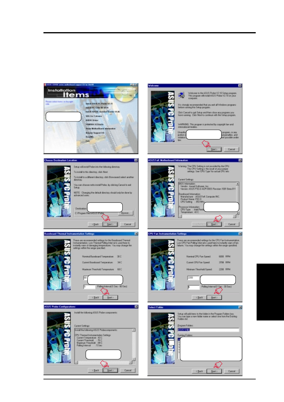 Software setup, 3 install asus pc probe vx.xx | Asus CUV4X-M User Manual | Page 81 / 104