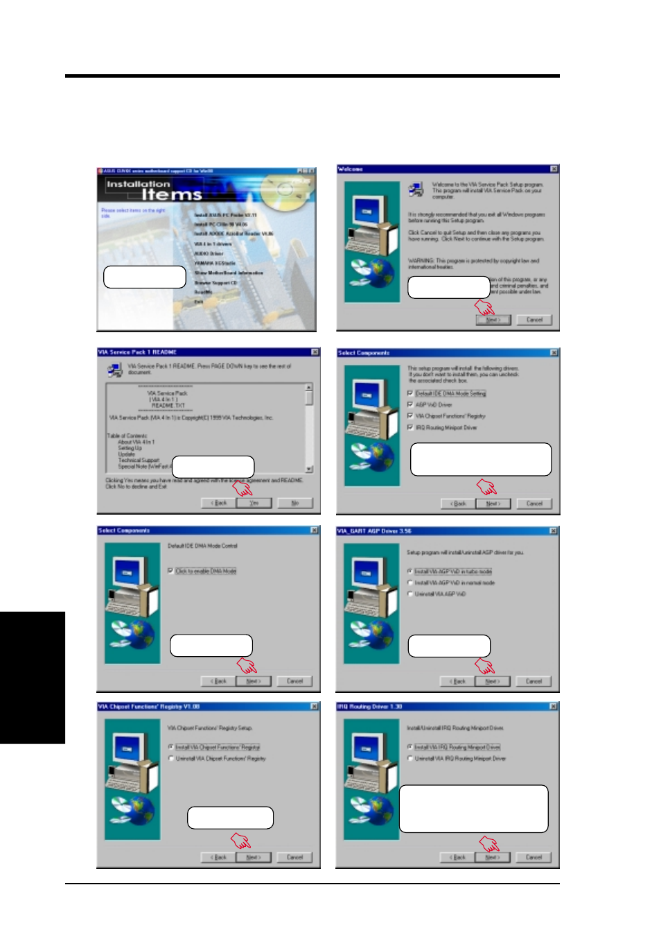 Software setup, 6 via 4 in 1 driver | Asus CUV4X-M User Manual | Page 84 / 104