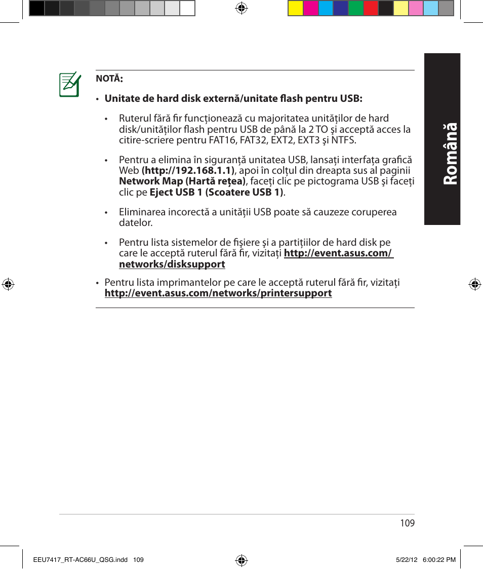 Română | Asus RT-AC66U User Manual | Page 109 / 194