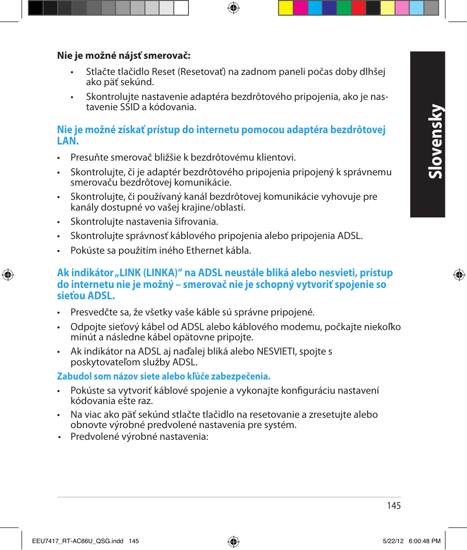 Slo vensk y | Asus RT-AC66U User Manual | Page 145 / 194