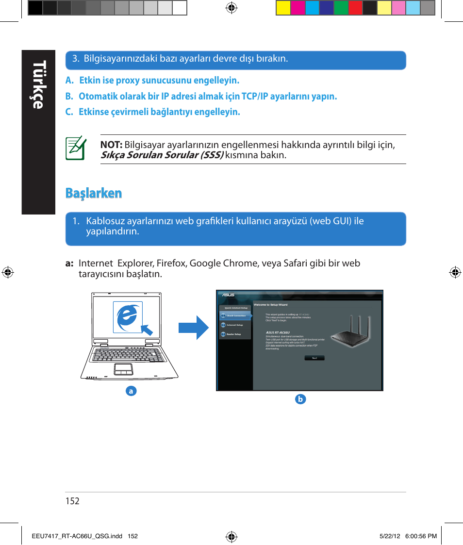 Tür kç e, Başlarken | Asus RT-AC66U User Manual | Page 152 / 194