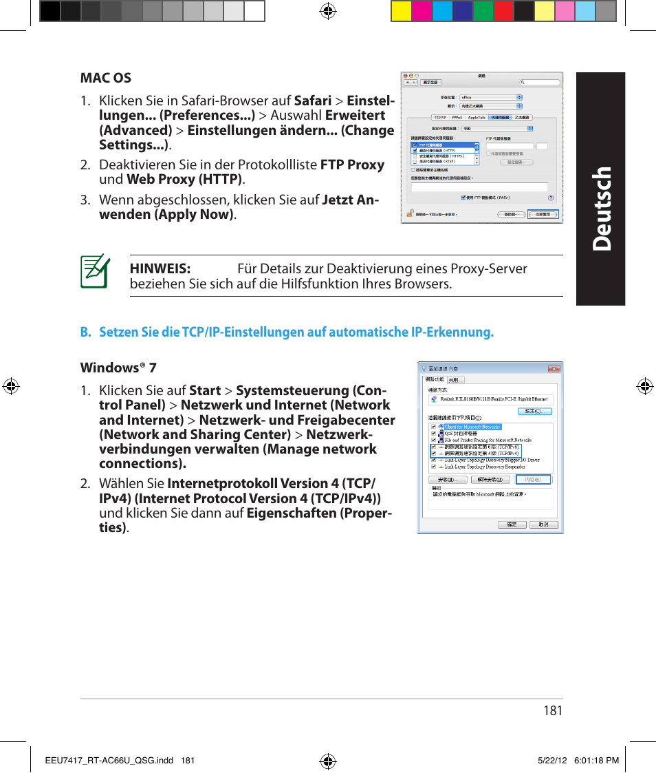 Deutsch | Asus RT-AC66U User Manual | Page 181 / 194