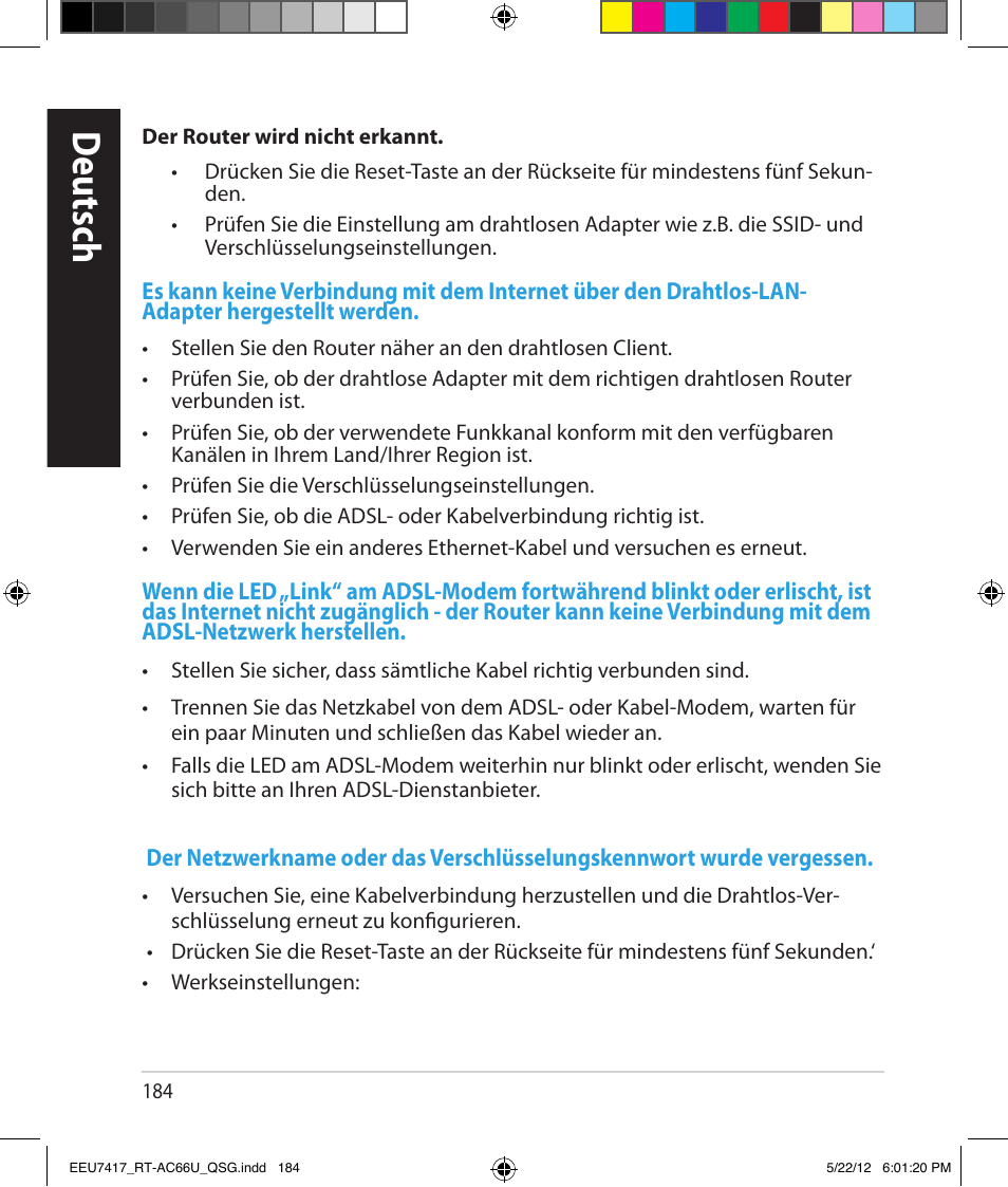 Deutsch | Asus RT-AC66U User Manual | Page 184 / 194