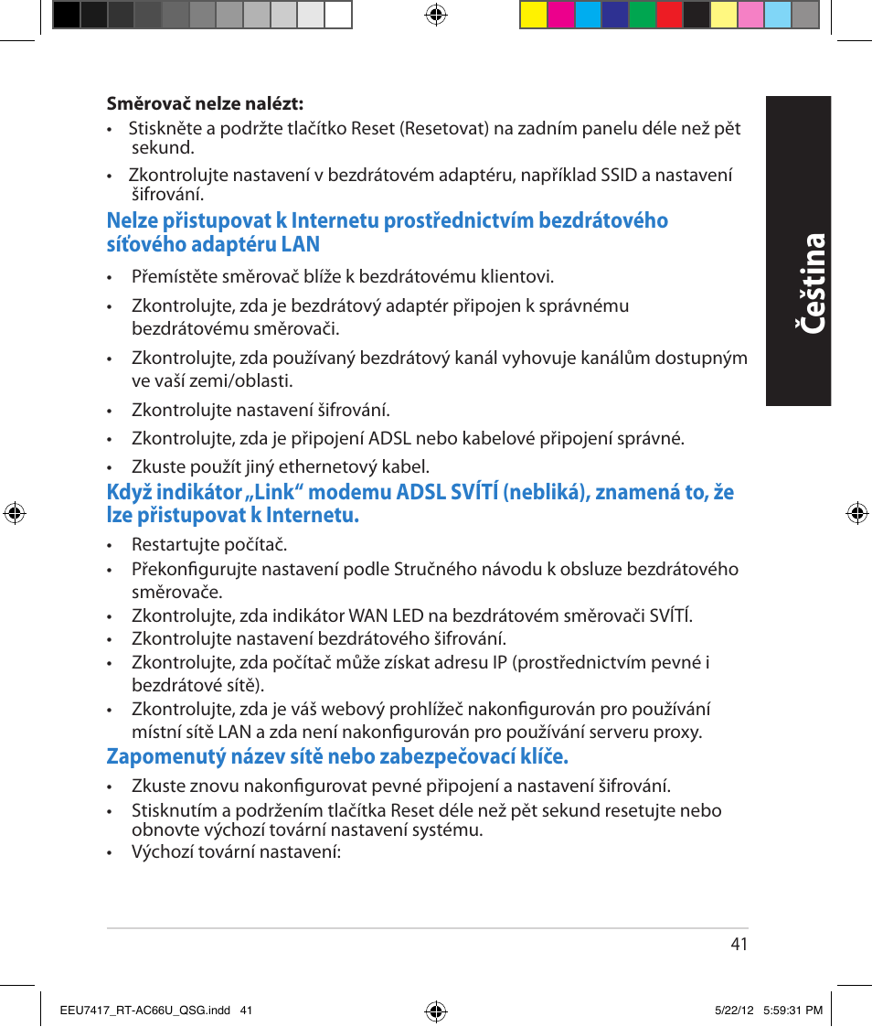 Čeština | Asus RT-AC66U User Manual | Page 41 / 194