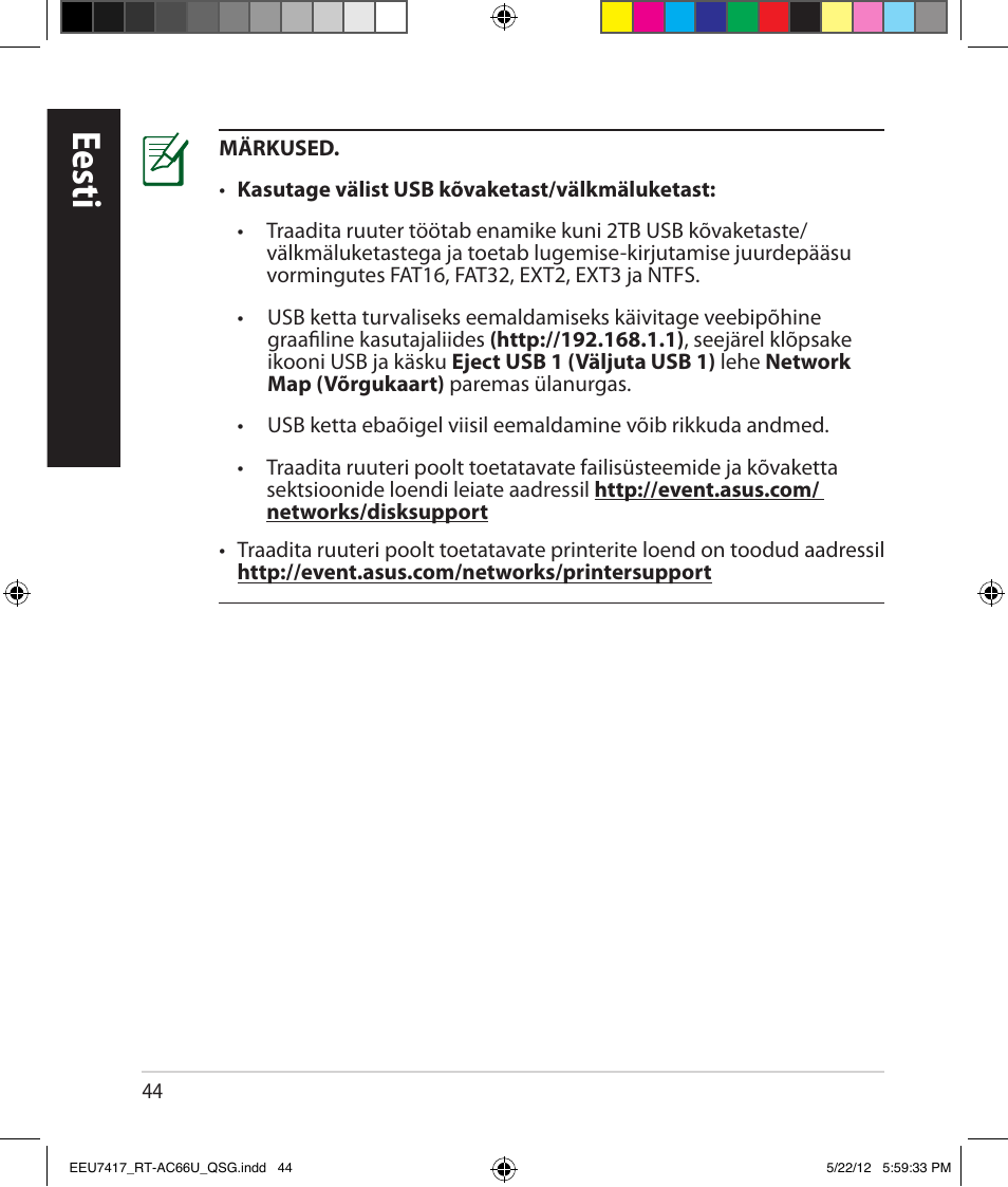 Eesti | Asus RT-AC66U User Manual | Page 44 / 194