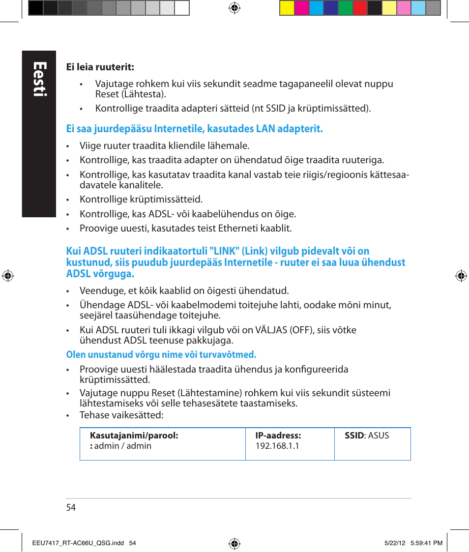 Eesti | Asus RT-AC66U User Manual | Page 54 / 194