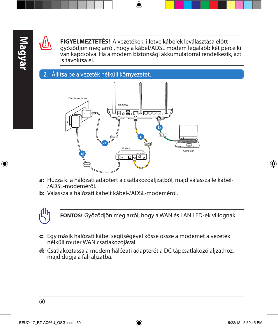 Magy ar, Állítsa be a vezeték nélküli környezetet | Asus RT-AC66U User Manual | Page 60 / 194