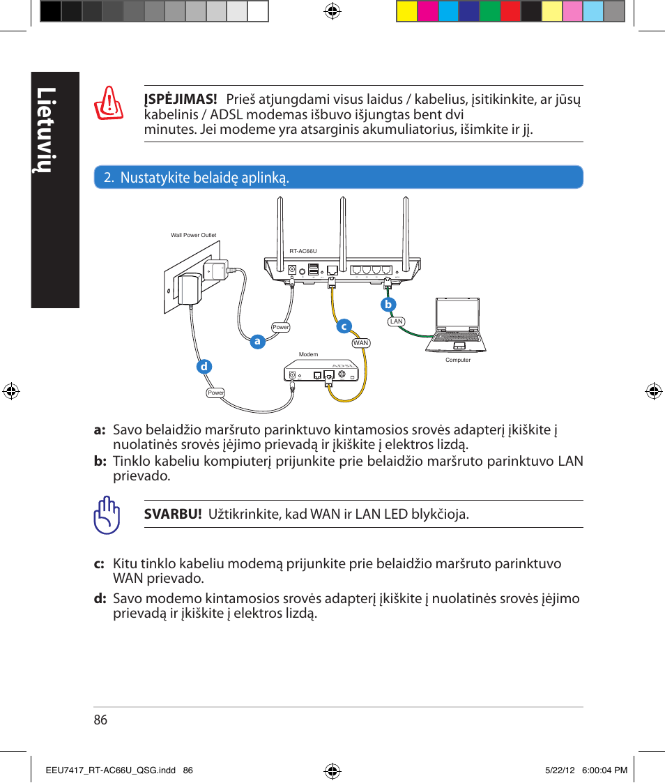 Lietuvių, Nustatykite belaidę aplinką | Asus RT-AC66U User Manual | Page 86 / 194