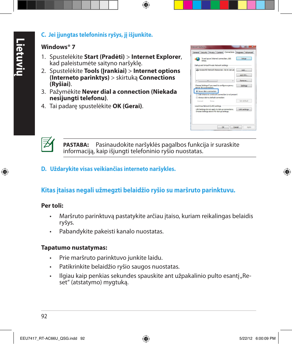 Lietuvių | Asus RT-AC66U User Manual | Page 92 / 194