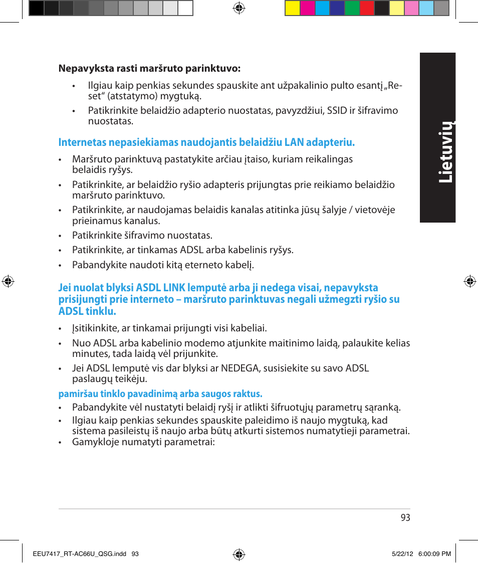 Lietuvių | Asus RT-AC66U User Manual | Page 93 / 194