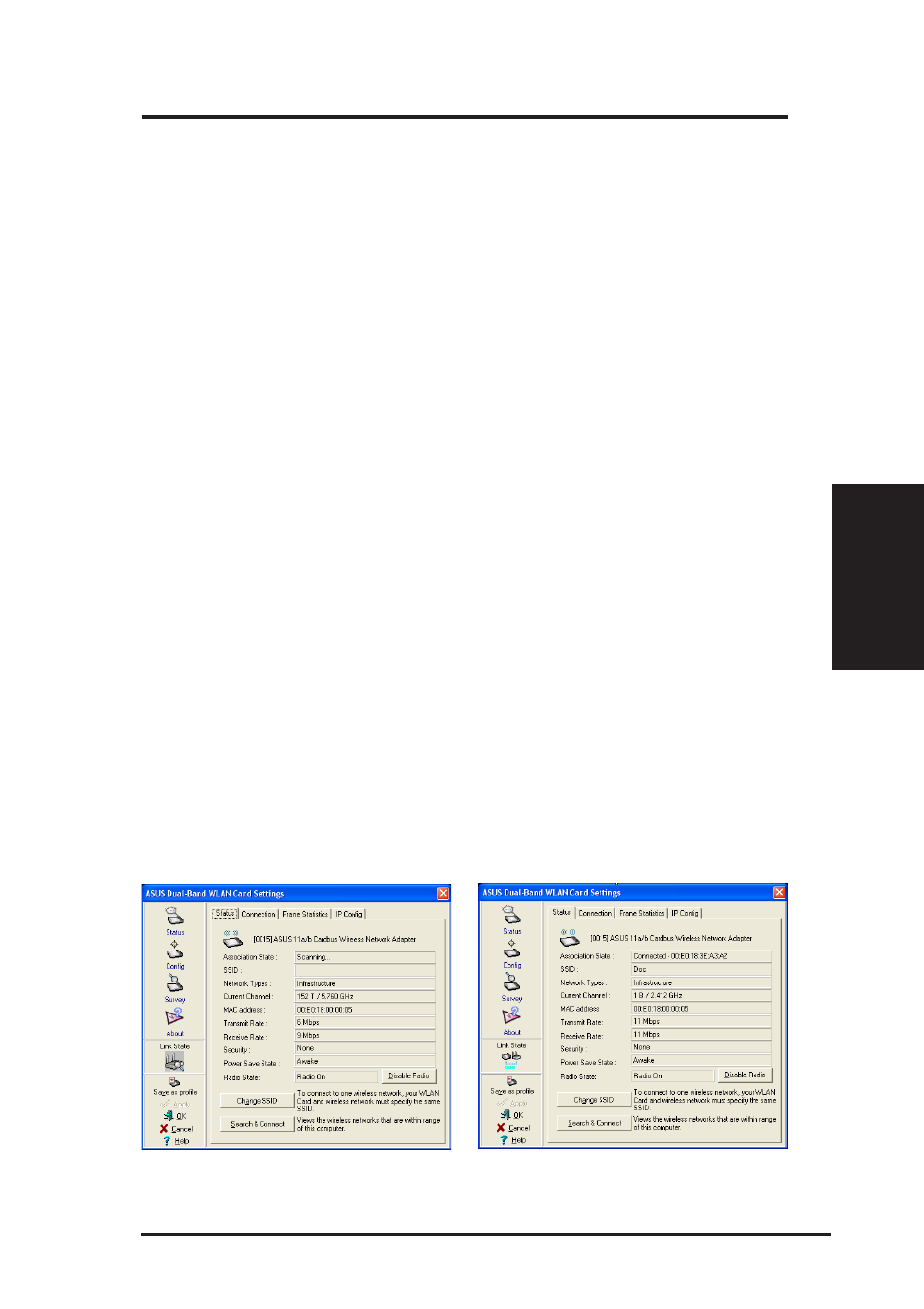 2 wireless settings (utility), Chapter 3 - wireless lan reference | Asus B and W PCI CARD User Manual | Page 26 / 111