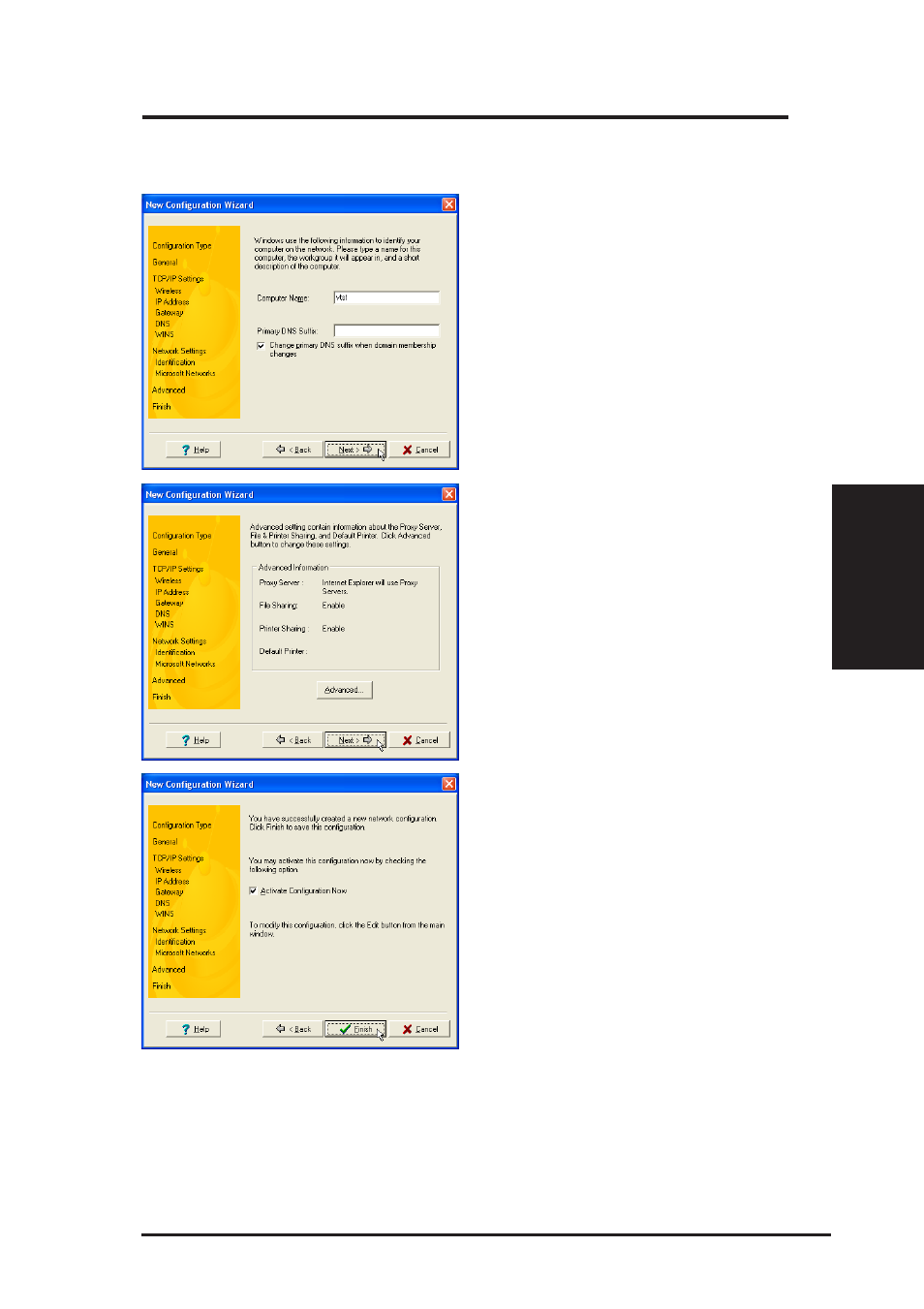 Chapter 3 - wireless lan reference, Using new configuration wizard (cont.) | Asus B and W PCI CARD User Manual | Page 50 / 111