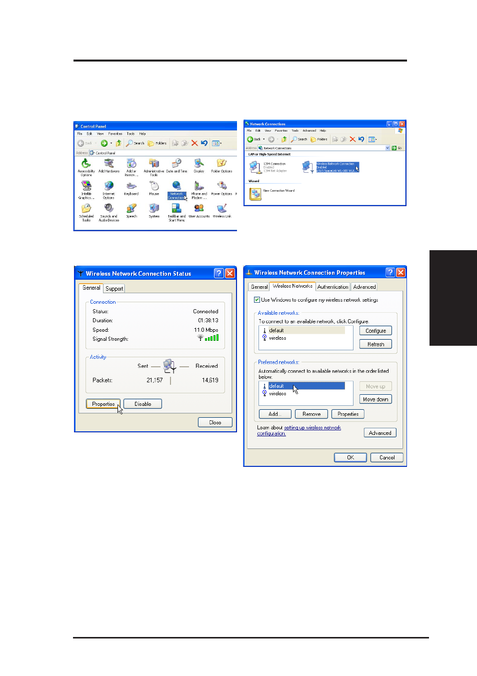 6 windows xp wireless properties, Chapter 3 - wireless lan reference | Asus B and W PCI CARD User Manual | Page 62 / 111