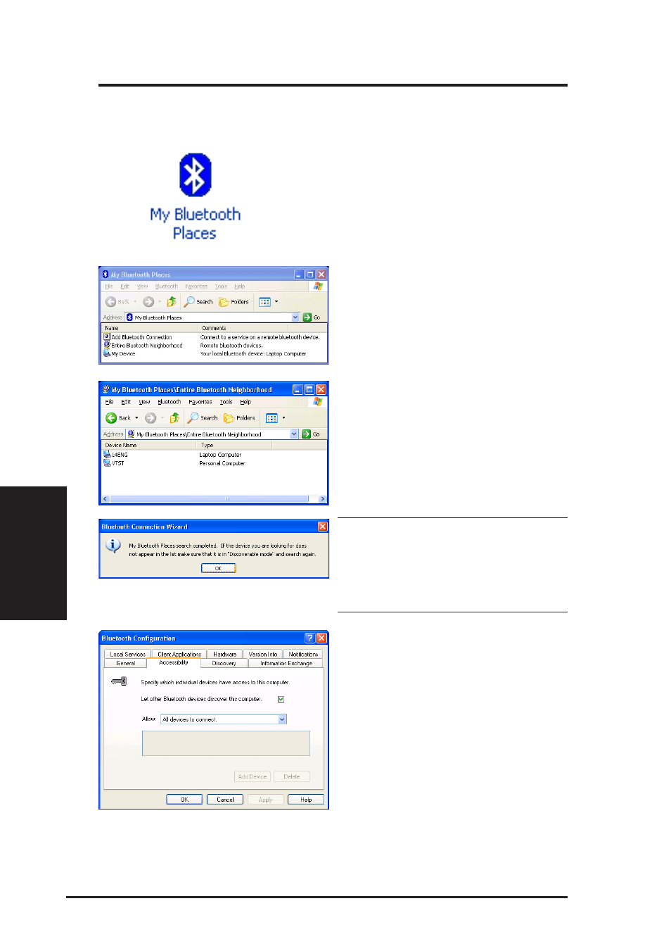 2 using the bluetooth software, Chapter 4 - bluetooth reference | Asus B and W PCI CARD User Manual | Page 65 / 111