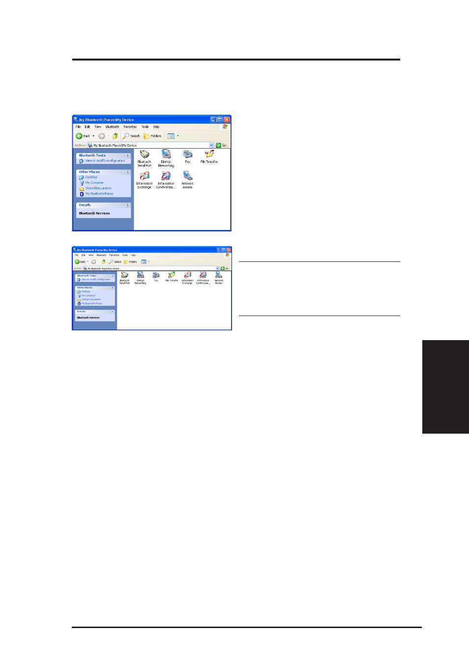 Using the bluetooth software (cont.), Chapter 4 - bluetooth reference | Asus B and W PCI CARD User Manual | Page 66 / 111