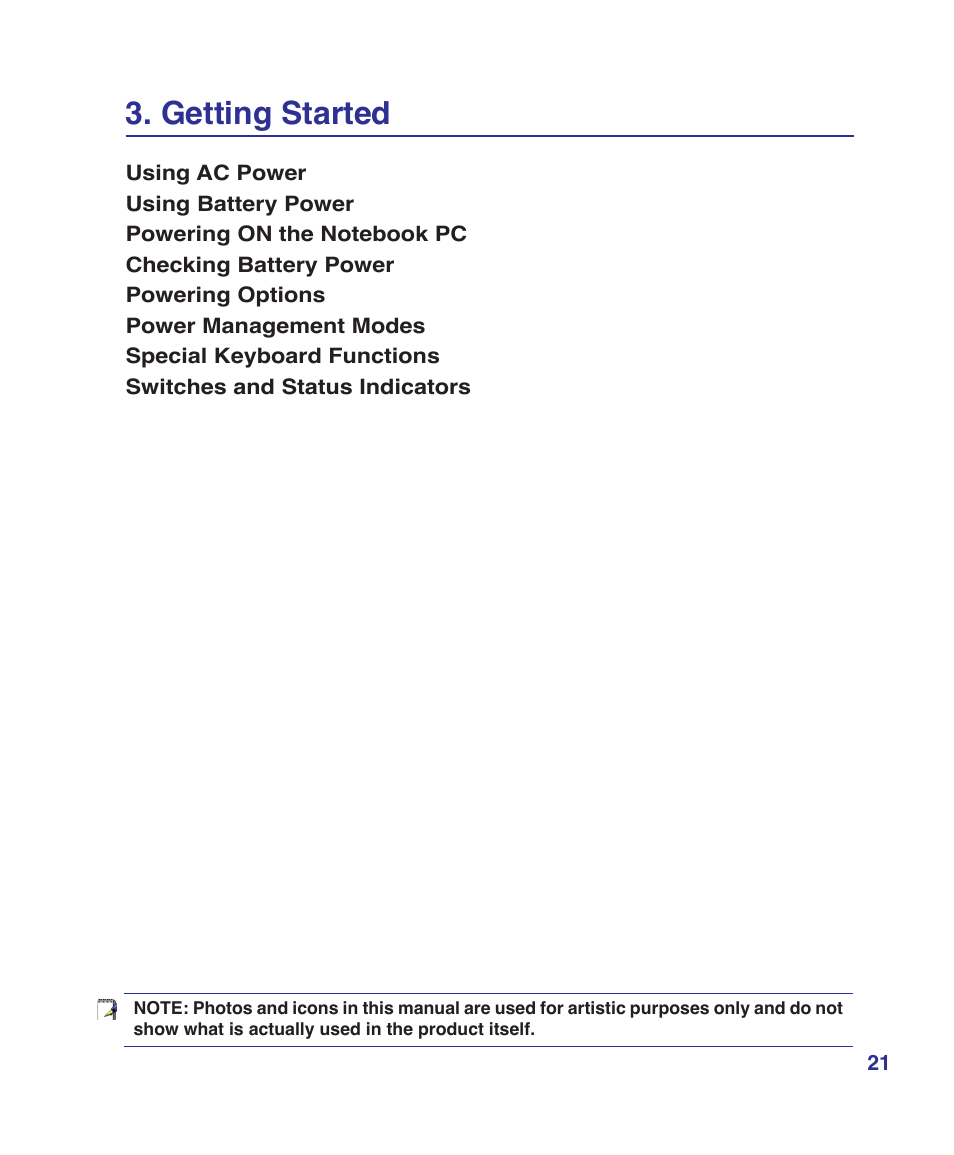 Getting started | Asus X51R User Manual | Page 21 / 83