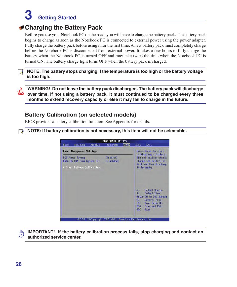 Charging the battery pack | Asus X51R User Manual | Page 26 / 83