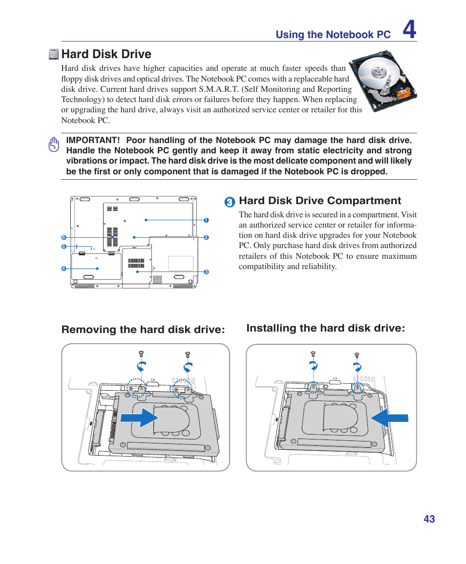 Hard disk drive | Asus X51R User Manual | Page 43 / 83