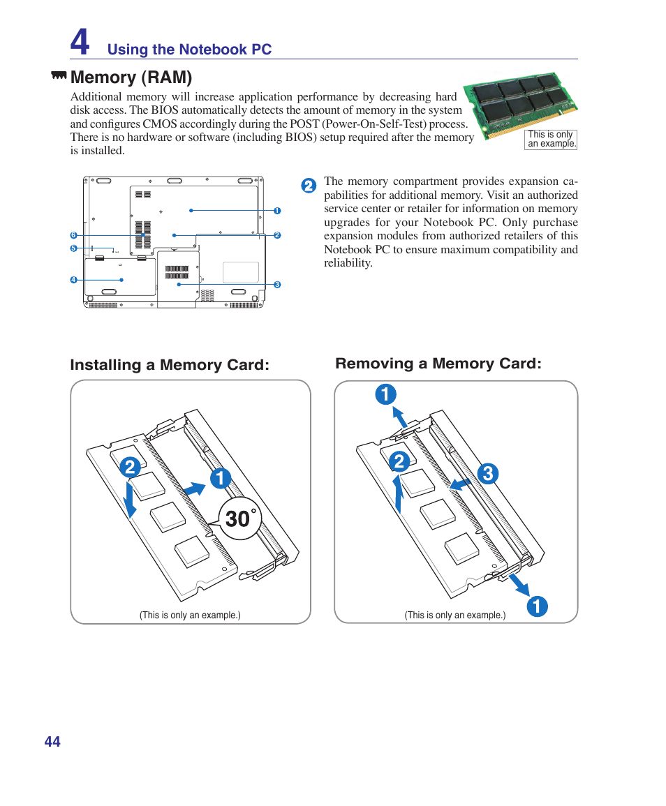Memory (ram) | Asus X51R User Manual | Page 44 / 83
