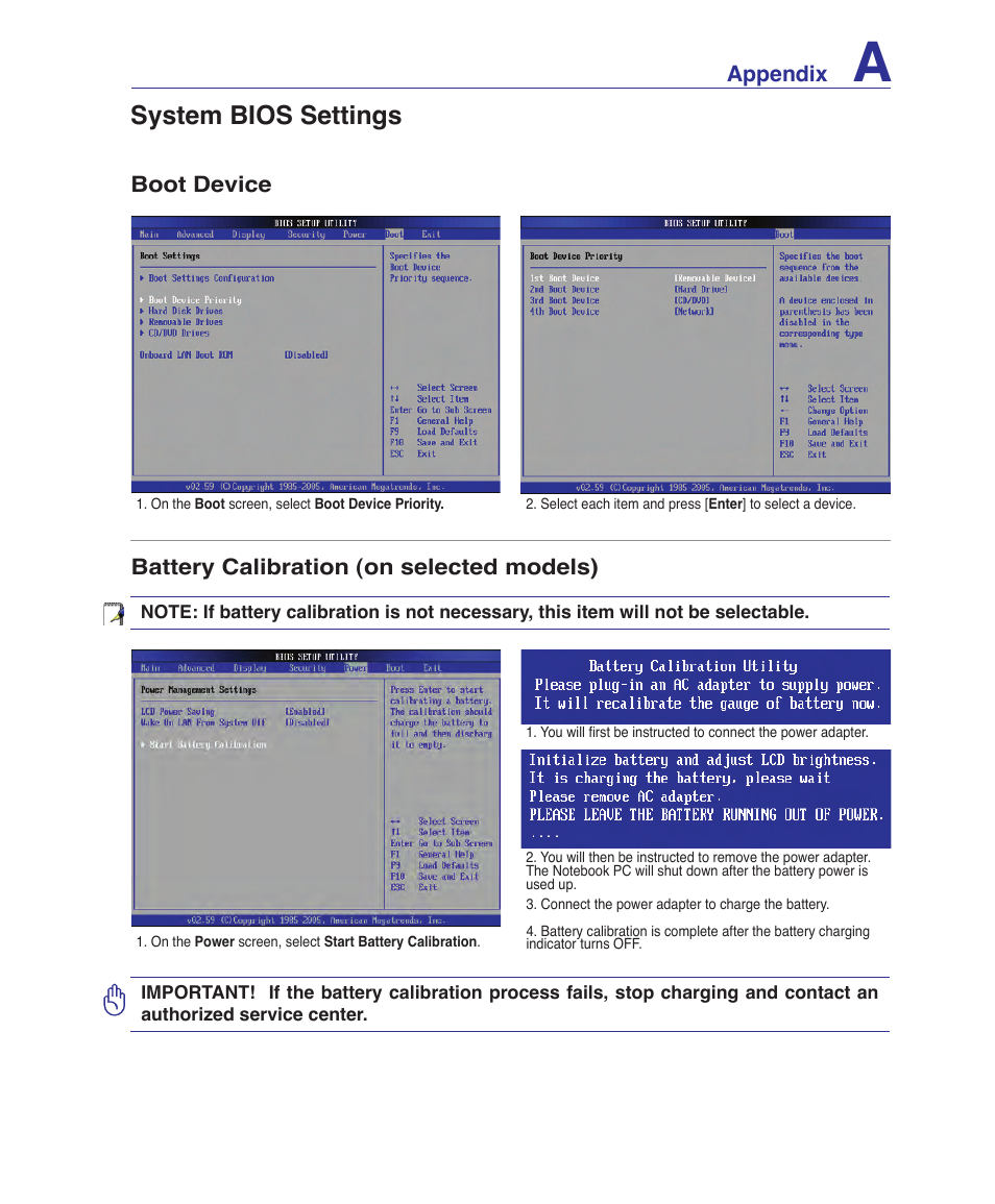 System bios settings | Asus X51R User Manual | Page 57 / 83