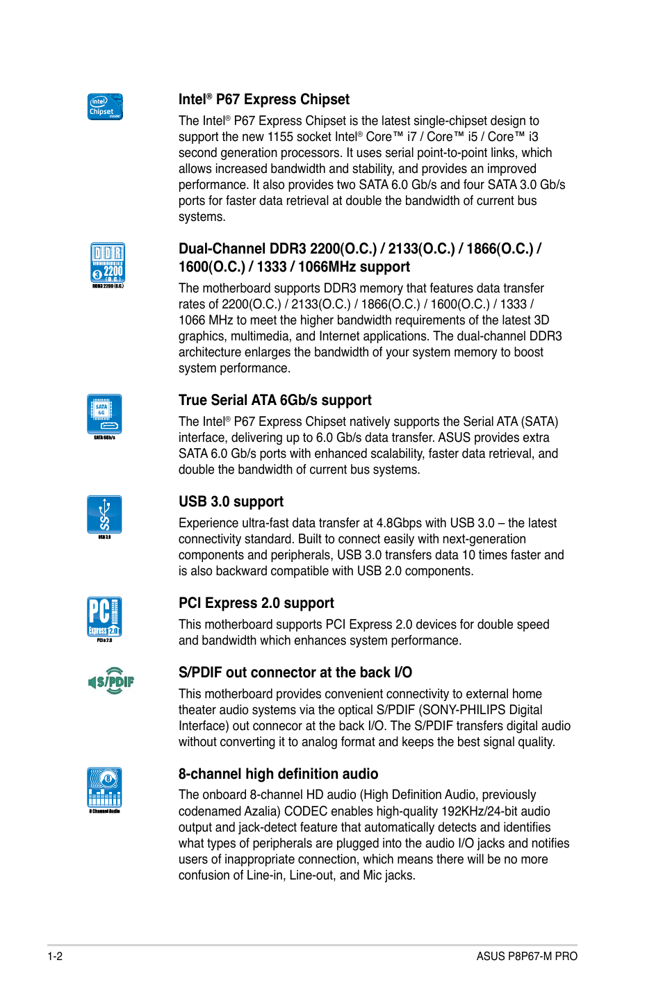 Asus P8P67-M PRO User Manual | Page 14 / 82