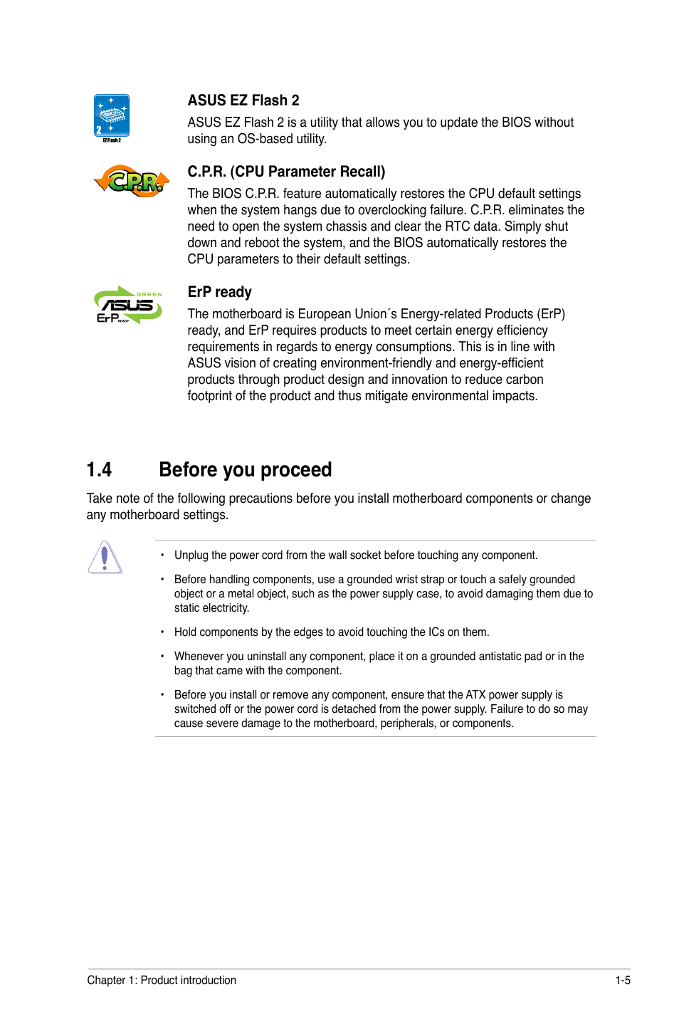 4 before you proceed, Before you proceed -5 | Asus P8P67-M PRO User Manual | Page 17 / 82
