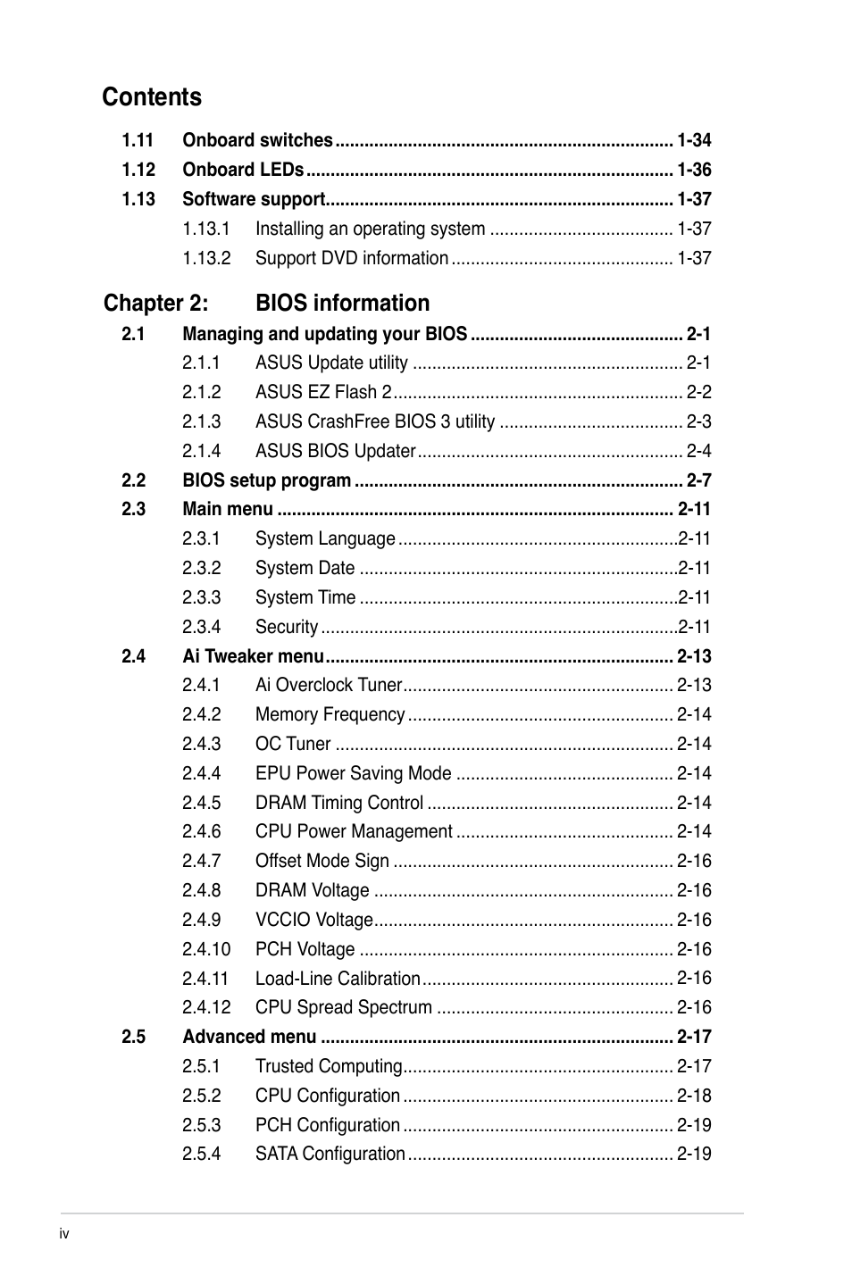 Asus P8P67-M PRO User Manual | Page 4 / 82