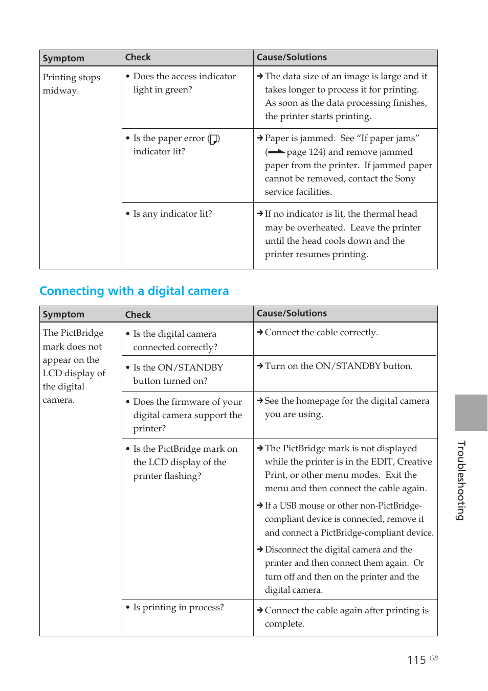 Connecting with a digital camera | Sony DPP-EX50 User Manual | Page 115 / 144