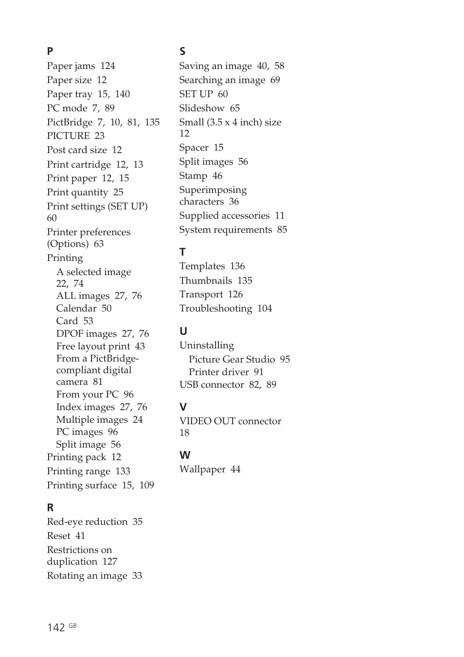 Printing, Uninstalling | Sony DPP-EX50 User Manual | Page 142 / 144