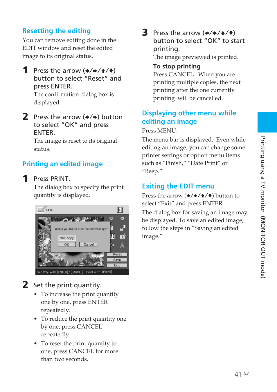 Reset | Sony DPP-EX50 User Manual | Page 41 / 144