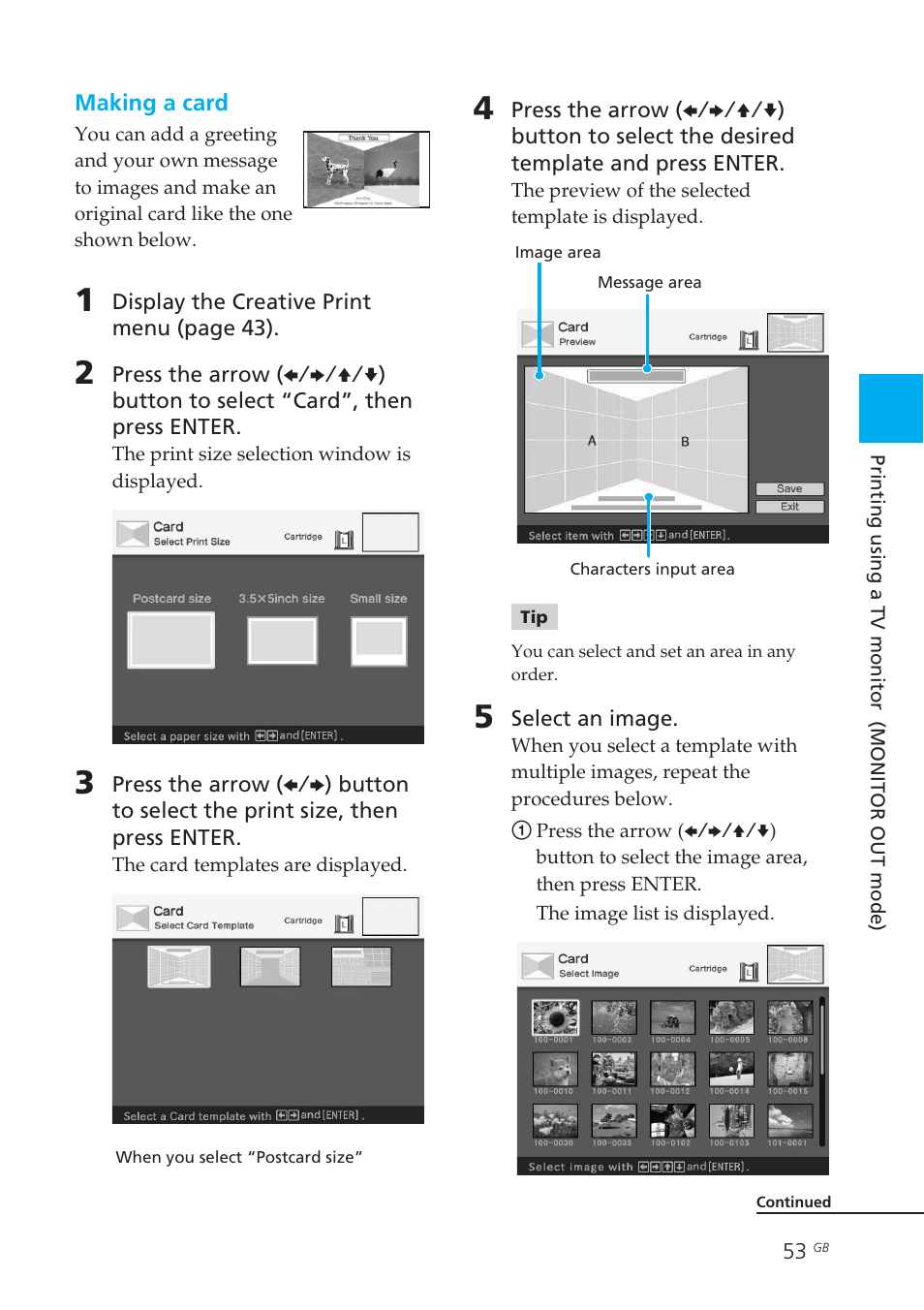 Card | Sony DPP-EX50 User Manual | Page 53 / 144