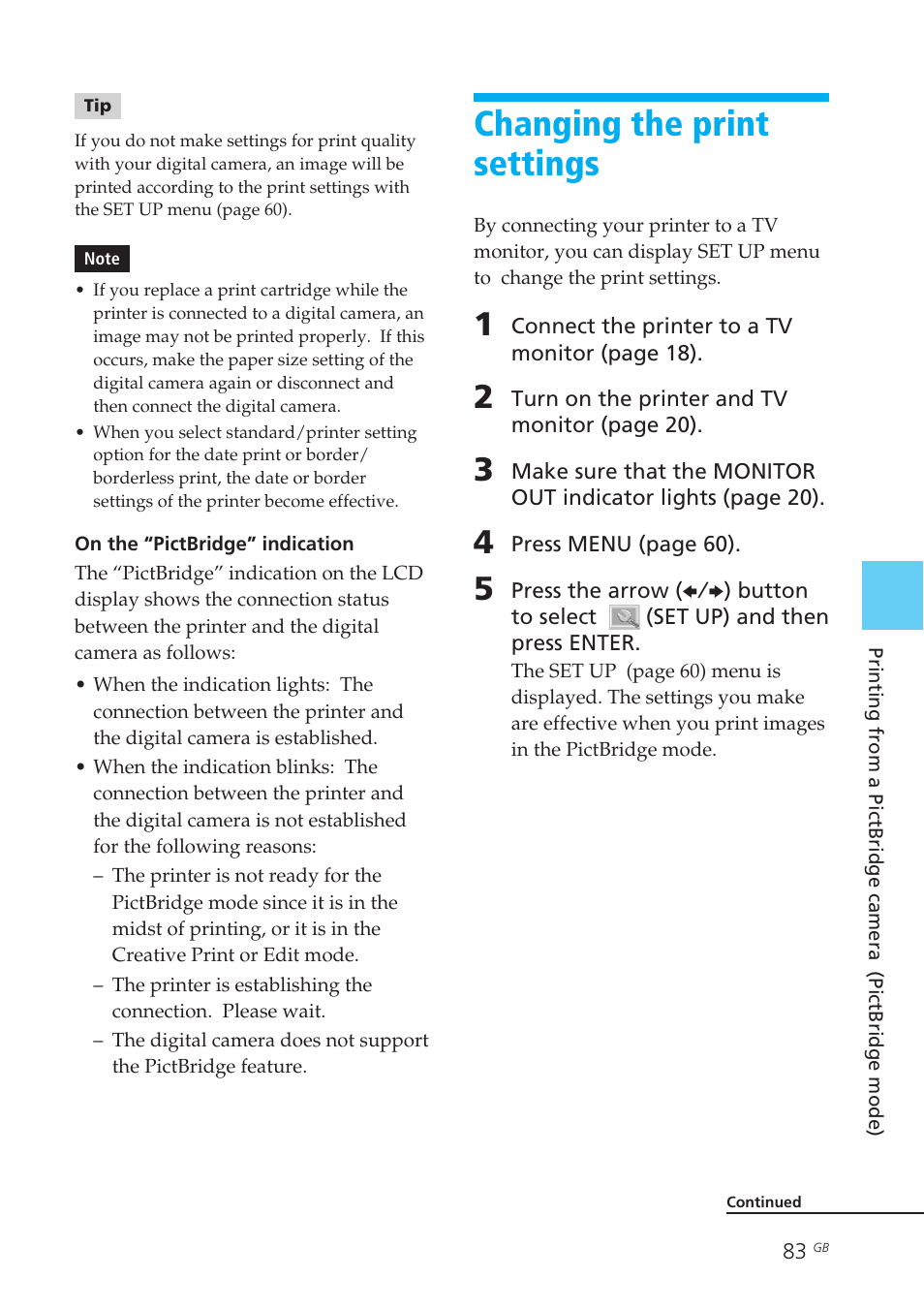 Changing the print settings | Sony DPP-EX50 User Manual | Page 83 / 144