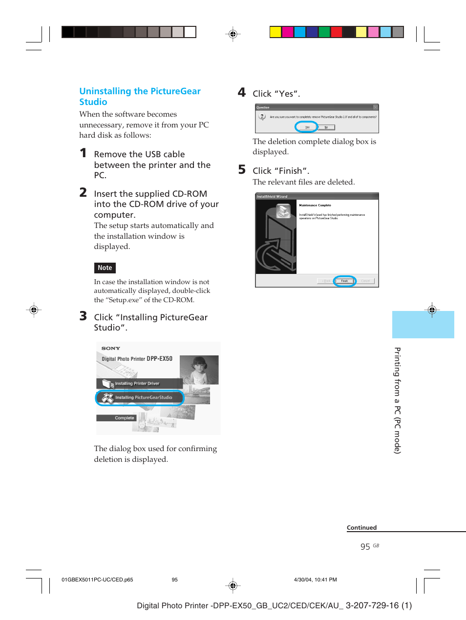 Picture gear studio | Sony DPP-EX50 User Manual | Page 95 / 144