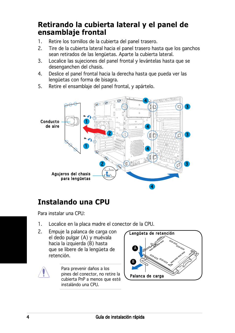 Instalando una cpu, Español | Asus V2-PE2 User Manual | Page 36 / 80