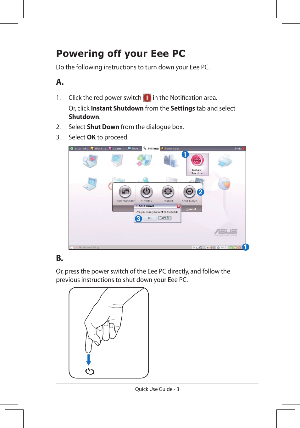 Powering off your eee pc | Asus Eee PC 900A/Linux User Manual | Page 3 / 8