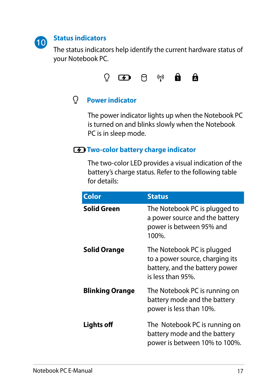 Asus Y482CP User Manual | Page 17 / 128